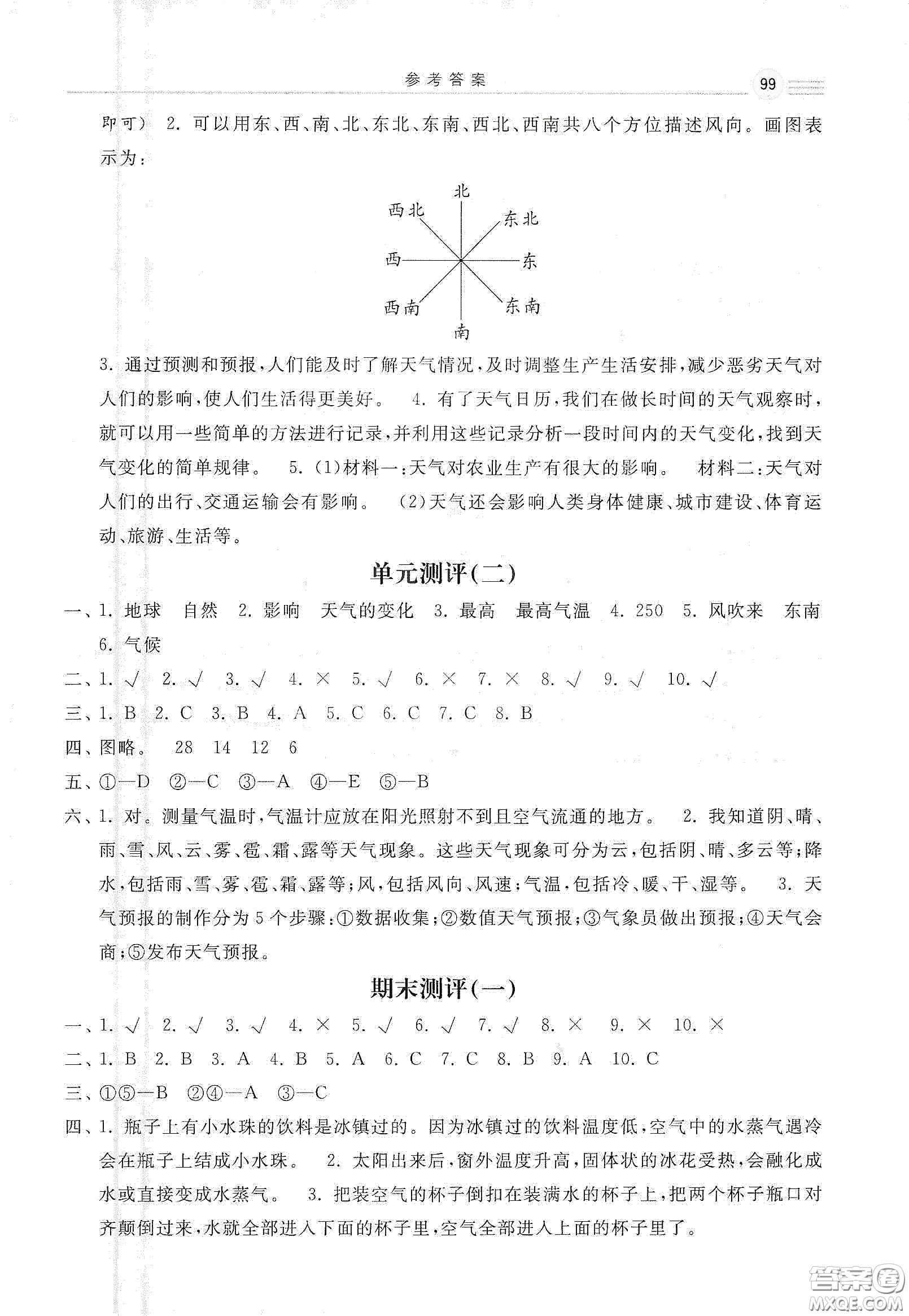 河北美術(shù)出版社2020秋課時練同步測評三年級科學(xué)上冊教科版答案