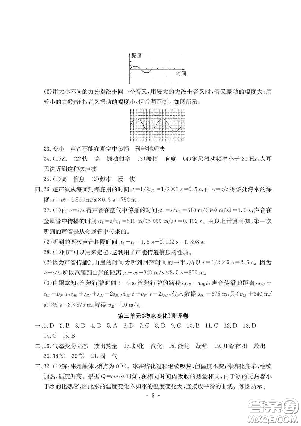 光明日?qǐng)?bào)出版社2020秋大顯身手素質(zhì)教育單元測(cè)試卷八年級(jí)物理上冊(cè)答案