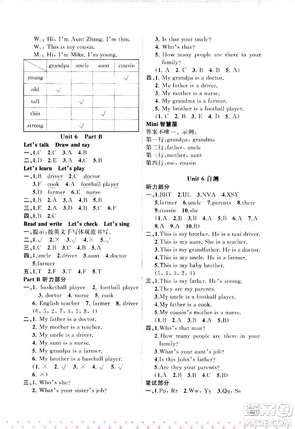 廣西教育出版社2020小學(xué)新課程學(xué)習(xí)與測評同步學(xué)習(xí)英語四年級上冊人教版答案