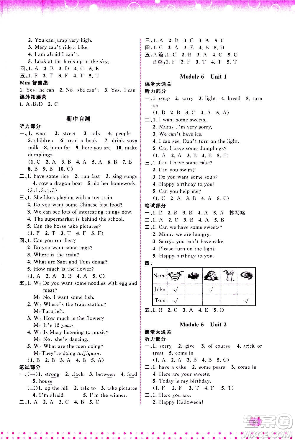 廣西教育出版社2020小學(xué)新課程學(xué)習(xí)與測(cè)評(píng)同步學(xué)習(xí)英語四年級(jí)上冊(cè)外研版答案