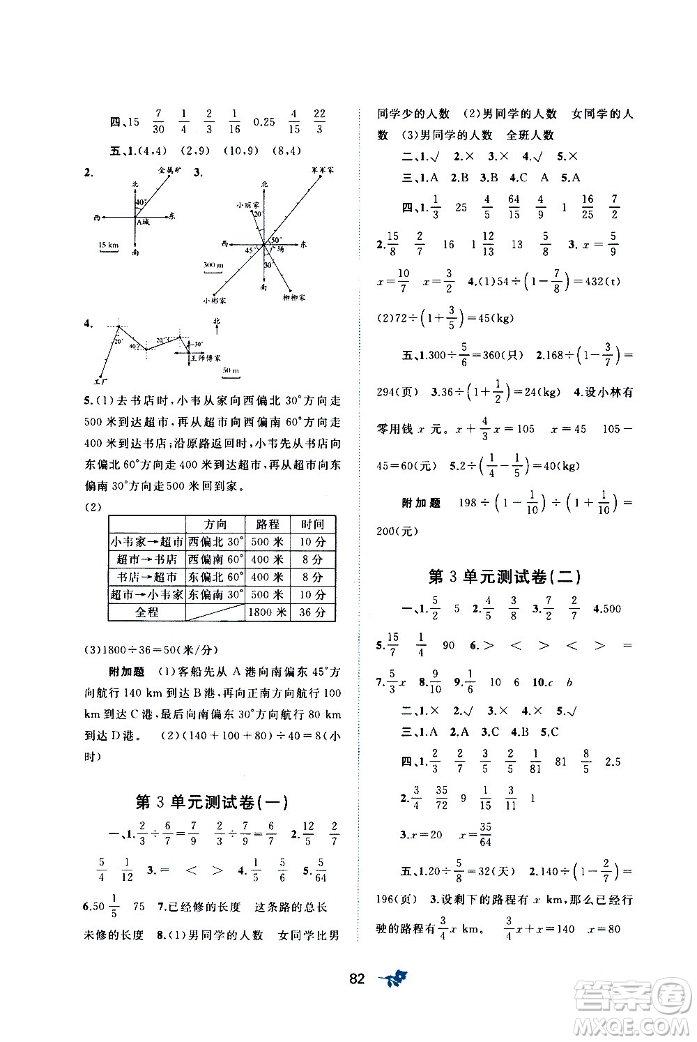 廣西教育出版社2020小學新課程學習與測評單元雙測數(shù)學六年級上冊A版答案