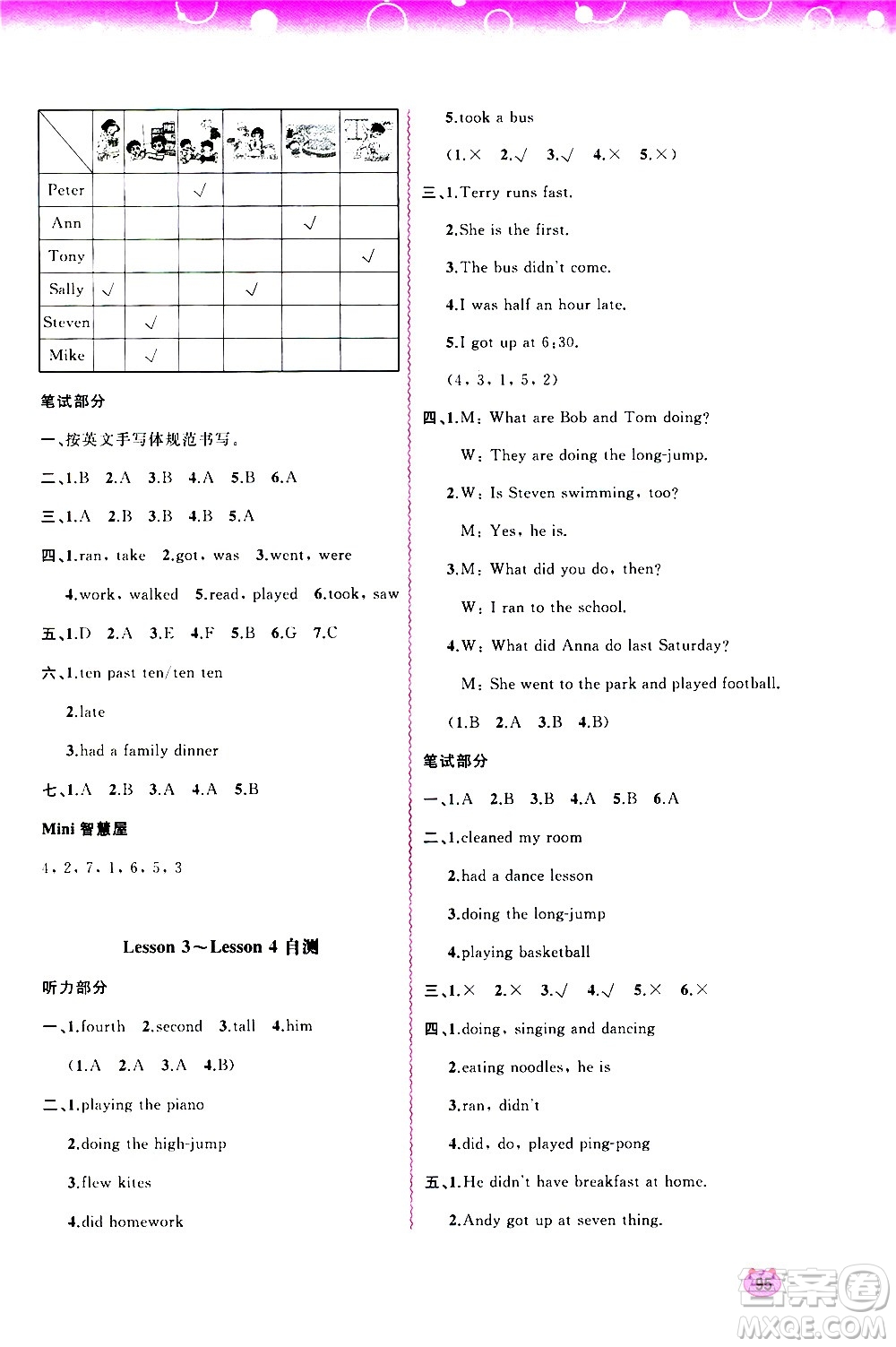 廣西教育出版社2020小學(xué)新課程學(xué)習(xí)與測評同步學(xué)習(xí)英語六年級上冊接力版答案