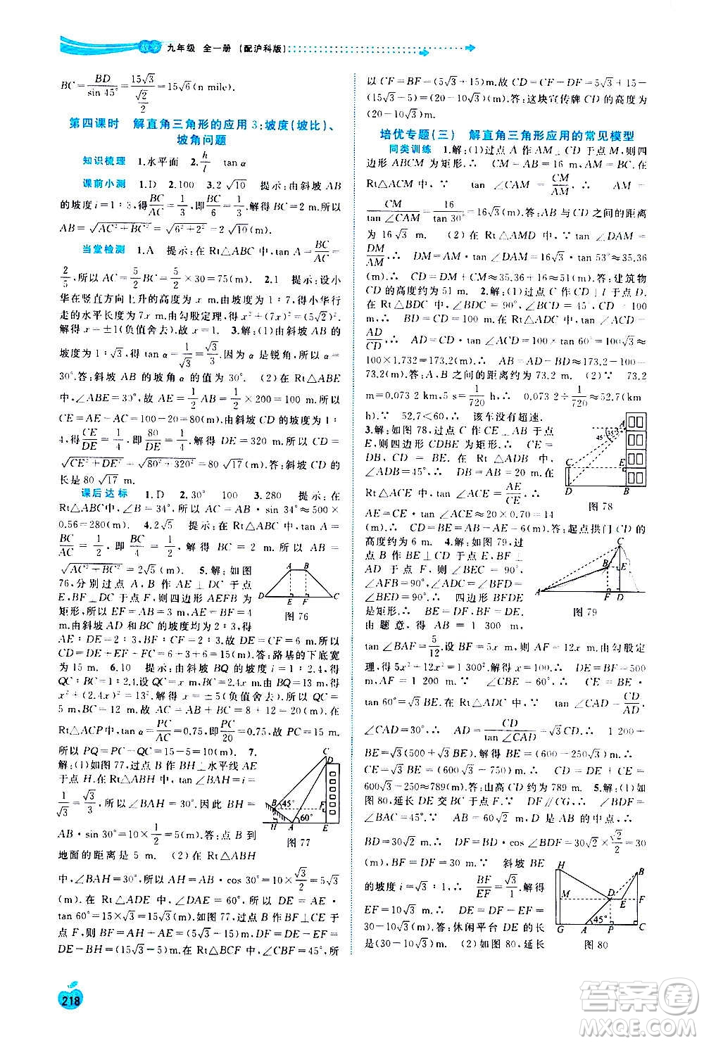 廣西教育出版社2020新課程學(xué)習(xí)與測(cè)評(píng)同步學(xué)習(xí)數(shù)學(xué)九年級(jí)全一冊(cè)滬科版答案