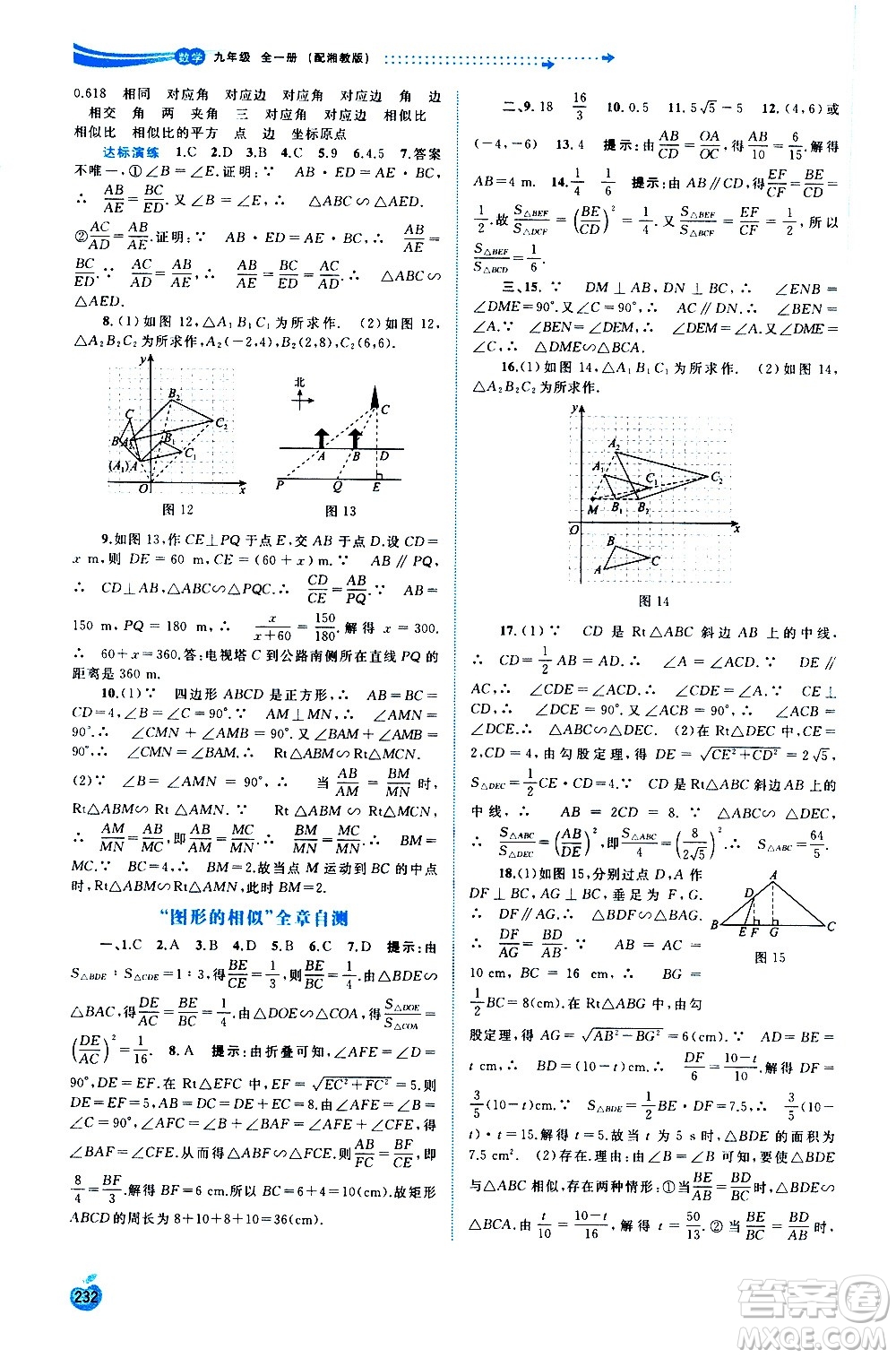 廣西教育出版社2020新課程學(xué)習(xí)與測(cè)評(píng)同步學(xué)習(xí)數(shù)學(xué)九年級(jí)全一冊(cè)湘教版答案