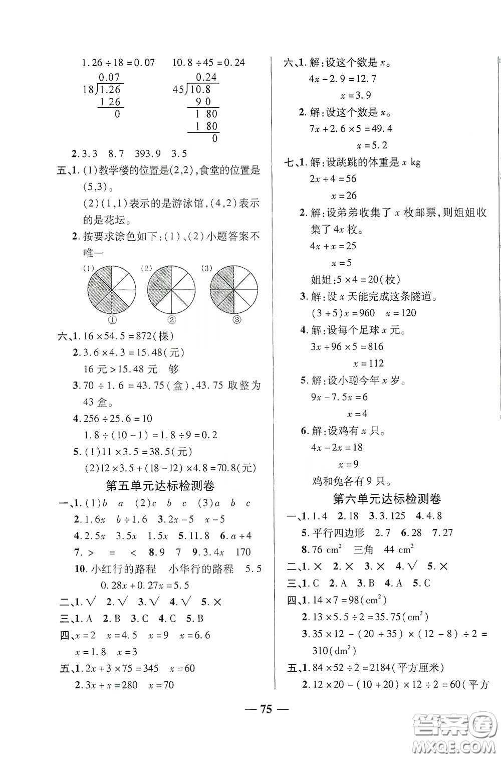 2020秋云南本土名校金卷五年級數(shù)學(xué)上冊答案