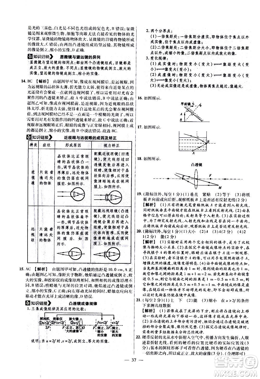 2021版金考卷活頁題選名師名題單元雙測卷物理八年級上冊HK滬科版答案