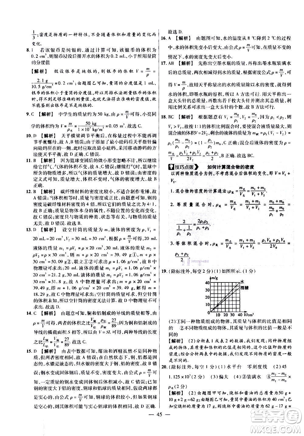 2021版金考卷活頁題選名師名題單元雙測卷物理八年級上冊HK滬科版答案