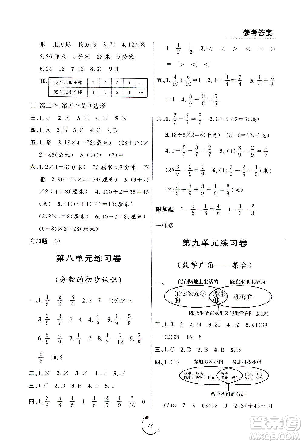 寧波出版社2020年浙江好卷數(shù)學(xué)三年級(jí)上冊(cè)RJ人教版答案