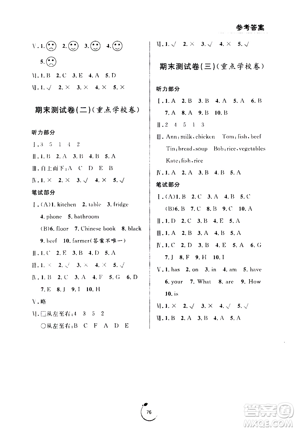 寧波出版社2020年浙江好卷英語(yǔ)四年級(jí)上冊(cè)PEP人教版答案