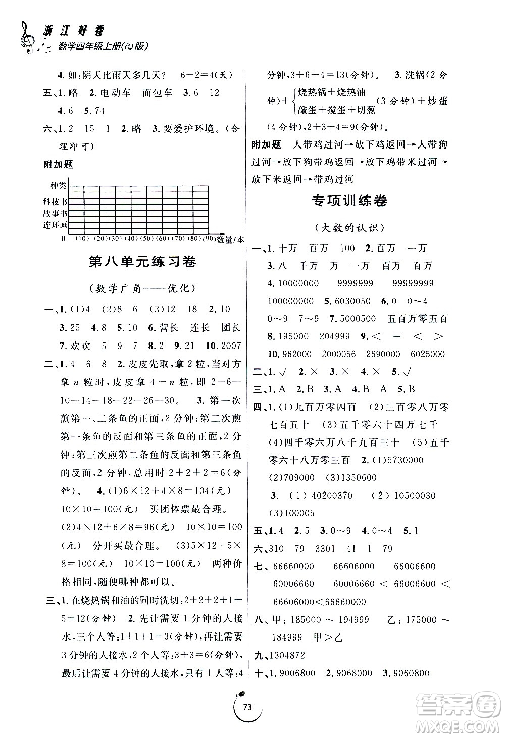 寧波出版社2020年浙江好卷數(shù)學四年級上冊RJ人教版答案