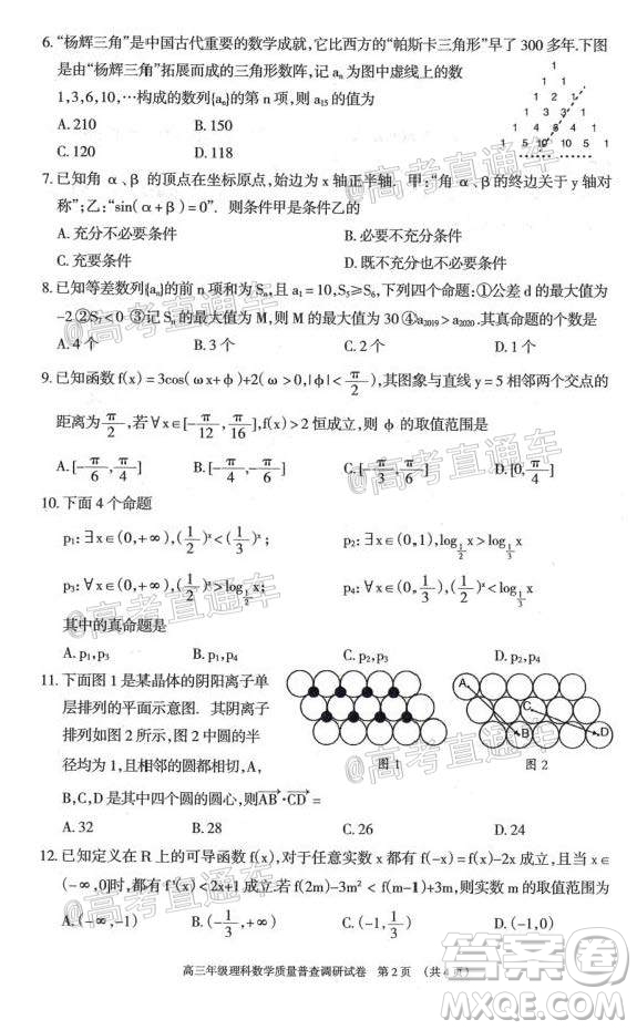 2021屆呼和浩特市高三年級(jí)質(zhì)量普查調(diào)研考試?yán)砜茢?shù)學(xué)試題及答案