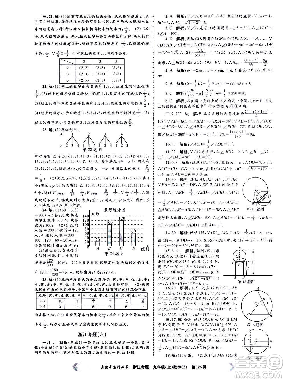 孟建平系列叢書2020年浙江考題數(shù)學九年級全一冊Z浙教版答案