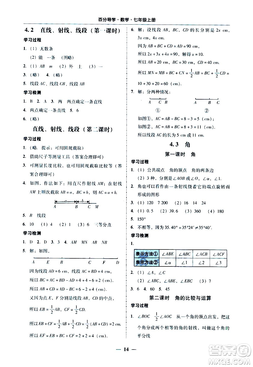 廣東經(jīng)濟(jì)出版社2020年百分導(dǎo)學(xué)數(shù)學(xué)七年級(jí)上冊(cè)人教版答案