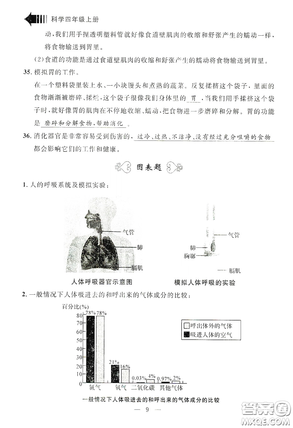 寧波出版社2020迎考復習清單四年級科學上冊答案