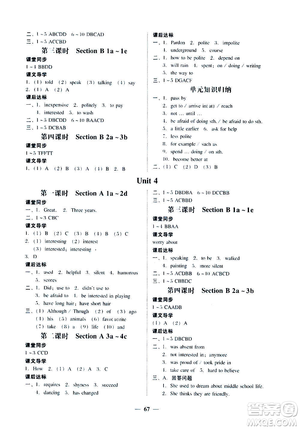 廣東經(jīng)濟出版社2020年百分導學英語九年級全一冊人教版答案