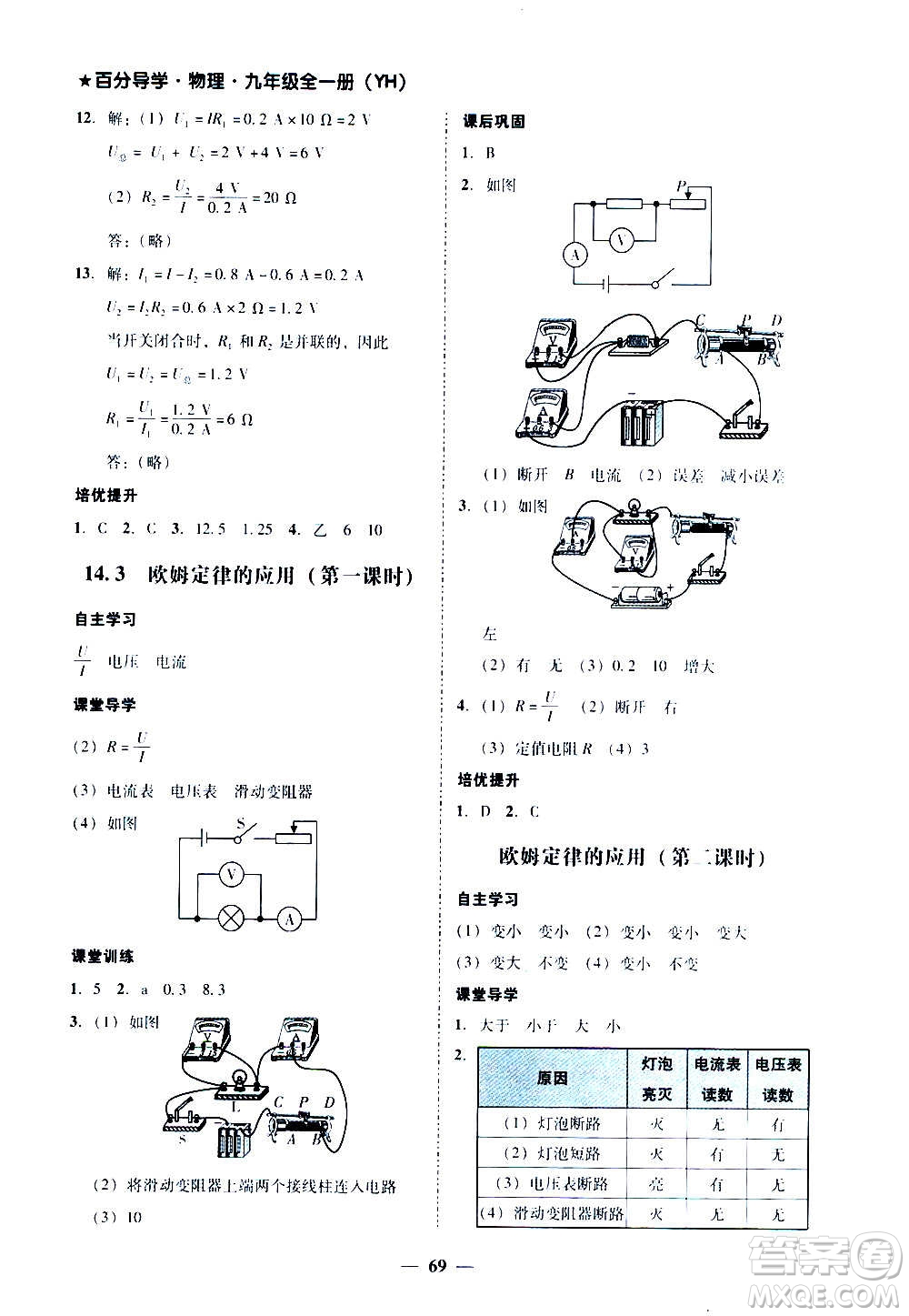 廣東經(jīng)濟(jì)出版社2020年百分導(dǎo)學(xué)物理九年級(jí)全一冊(cè)YH粵滬版答案