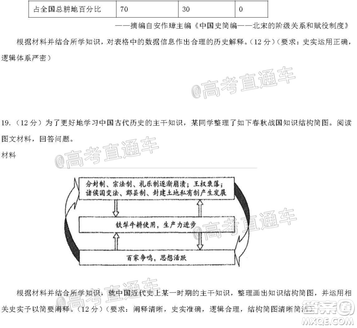 河北省衡水中學(xué)2021屆上學(xué)期高三年級二調(diào)考試歷史試題及答案