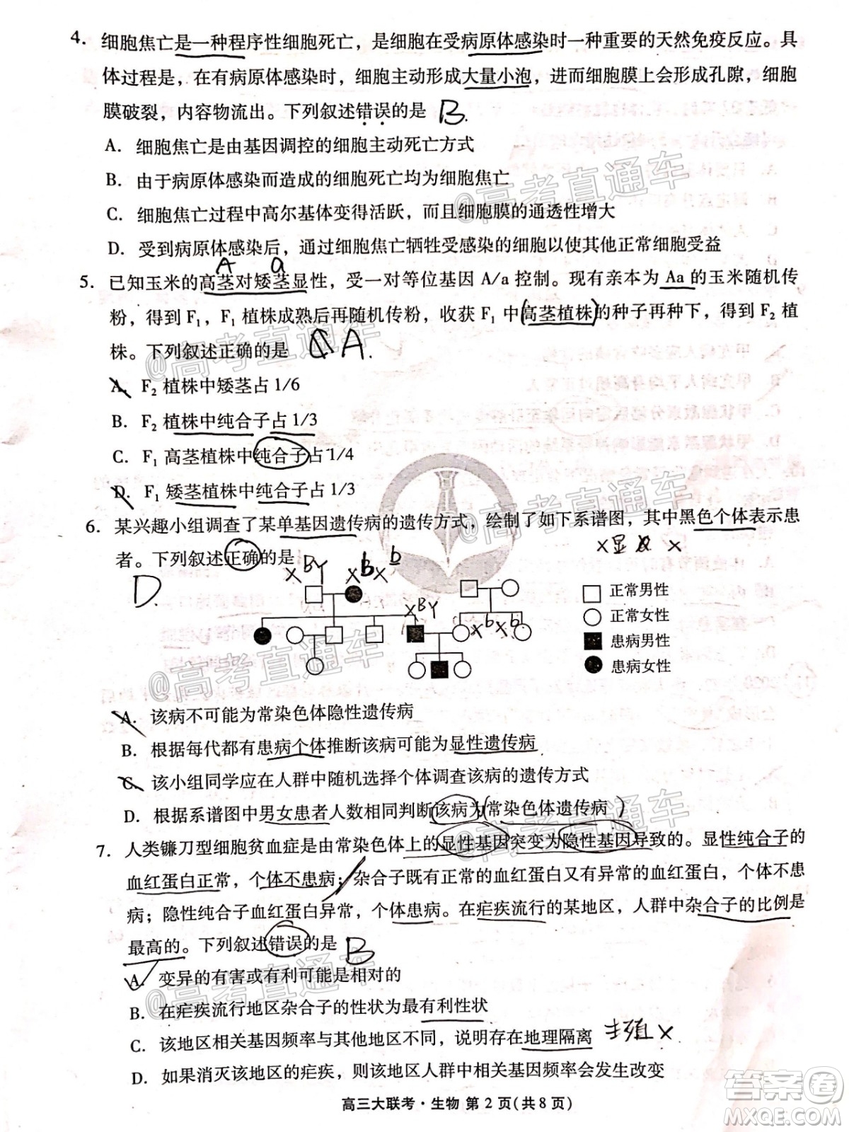 廣東省2021屆普通高中學(xué)業(yè)質(zhì)量聯(lián)合測評高三生物試題及答案