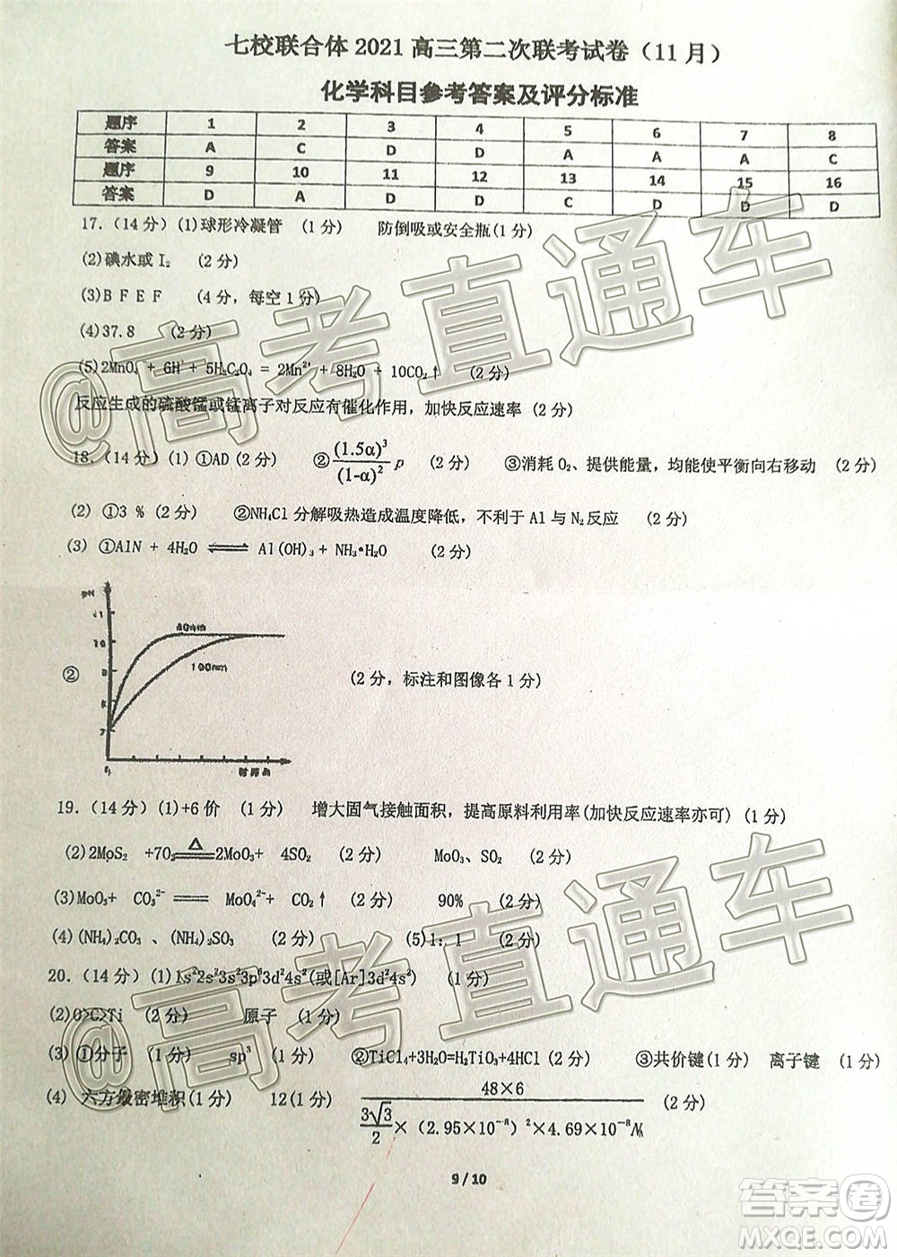 廣東七校聯(lián)合體2021屆高三第二次聯(lián)考試卷化學(xué)試題及答案