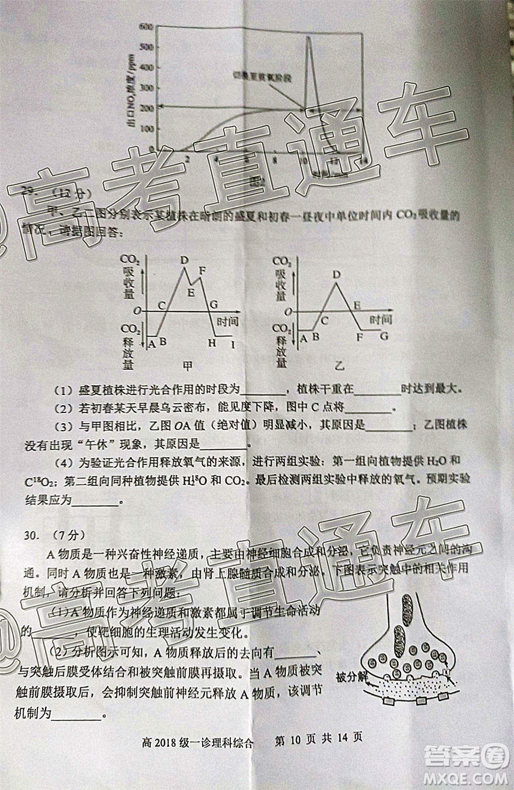 宜賓市普通高中2018級(jí)第一次診斷性測(cè)試?yán)砜凭C合試題及答案