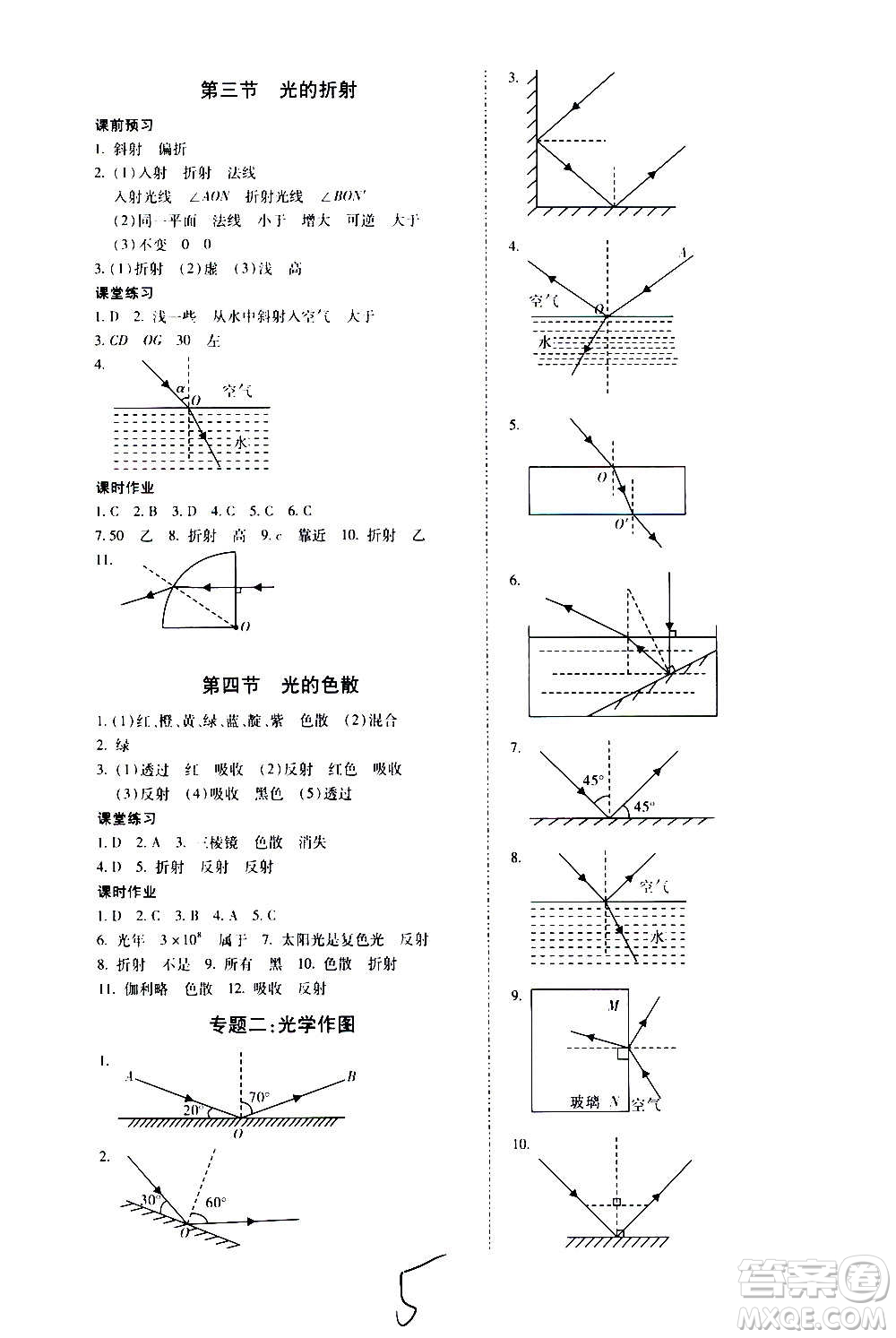 內(nèi)蒙古少年兒童出版社2020本土攻略物理八年級上冊HK滬科版答案