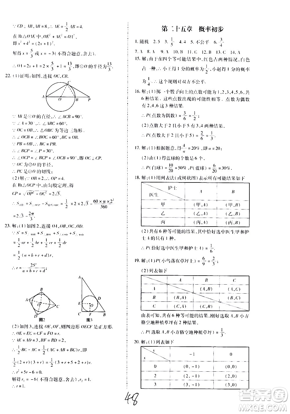 內(nèi)蒙古少年兒童出版社2020本土攻略數(shù)學九年級全一冊RJ人教版答案