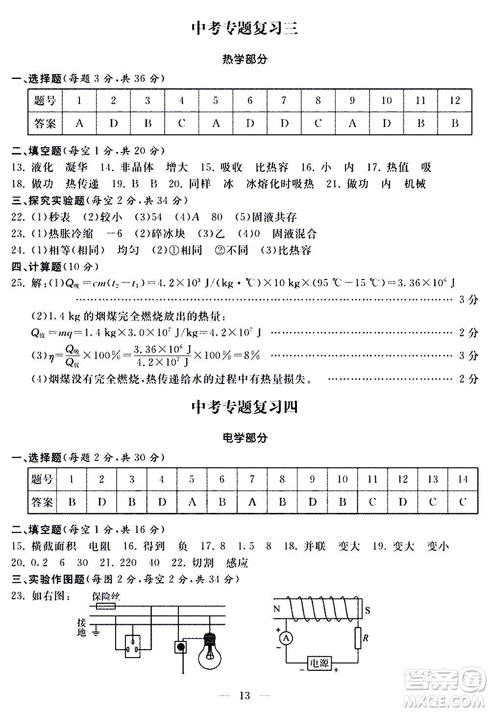 山東科學(xué)技術(shù)出版社2020單元檢測卷物理九年級全一冊人教版答案