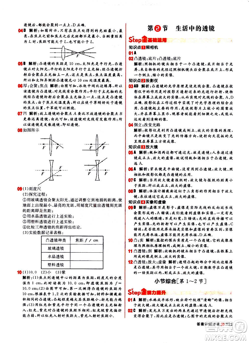 黑龍江教育出版社2021新版陽(yáng)光計(jì)劃初中同步物理八年級(jí)上冊(cè)R人教版答案