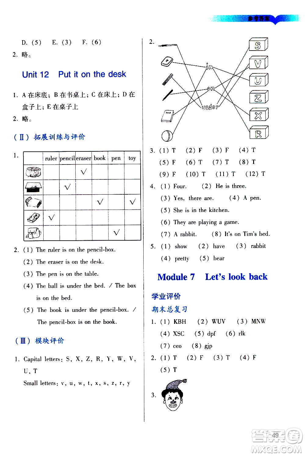 廣州出版社2020陽(yáng)光學(xué)業(yè)評(píng)價(jià)英語(yǔ)三年級(jí)上冊(cè)教科版答案