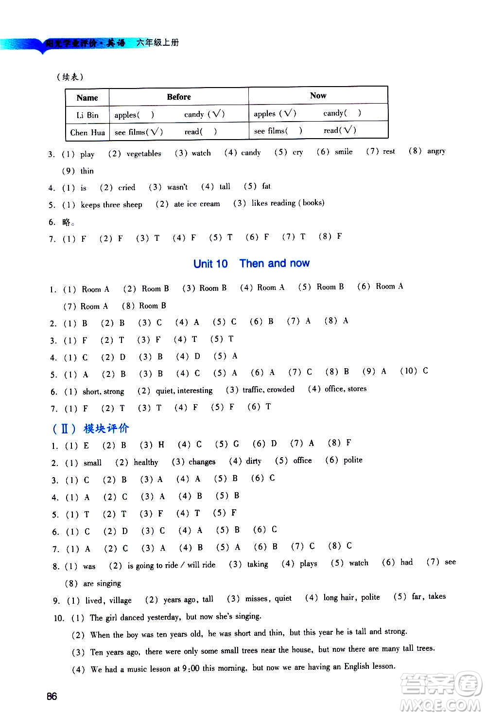 廣州出版社2020陽(yáng)光學(xué)業(yè)評(píng)價(jià)英語(yǔ)六年級(jí)上冊(cè)教科版答案