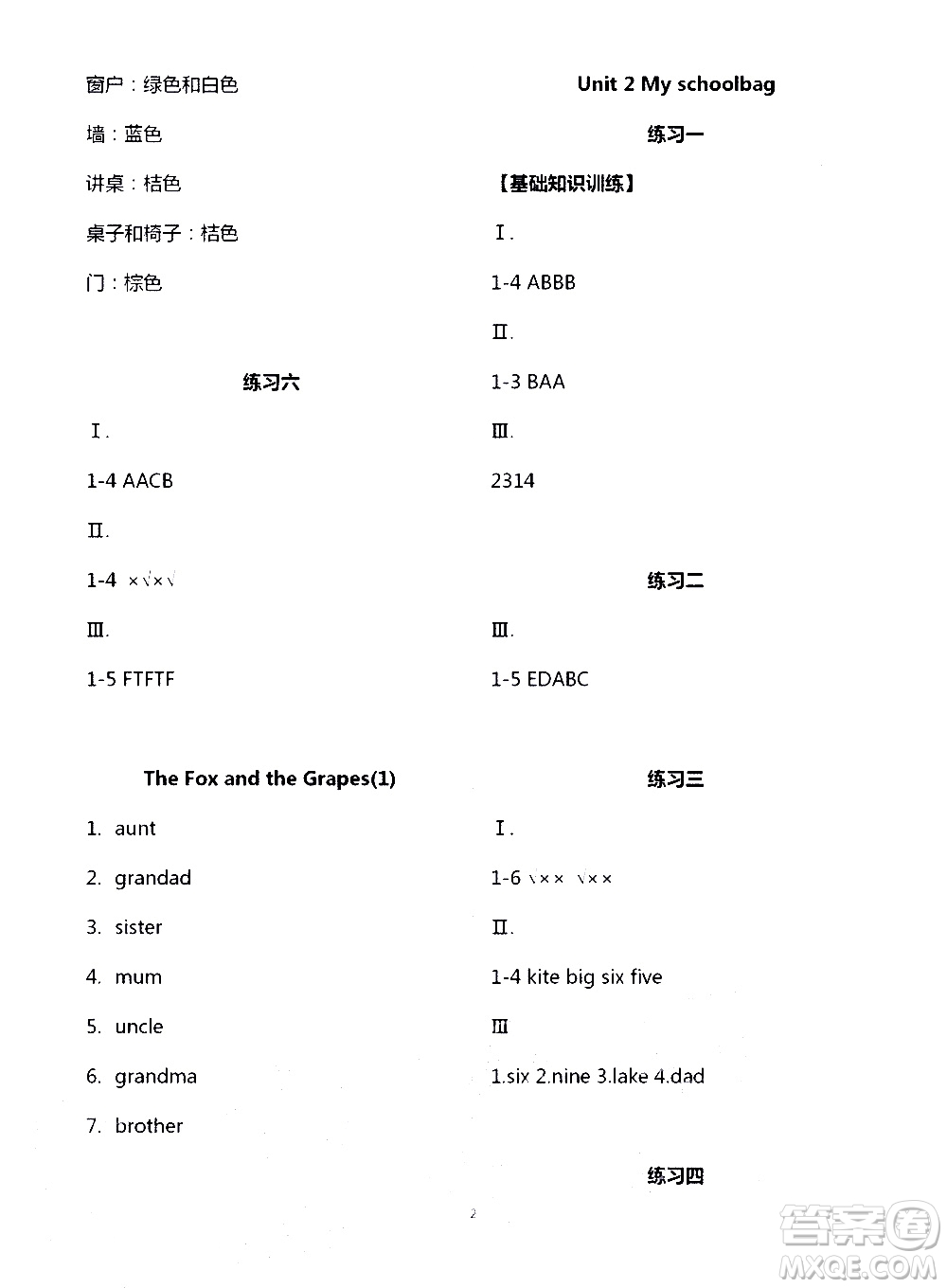 寧夏人民教育出版社2020學習之友英語四年級上冊人教版答案