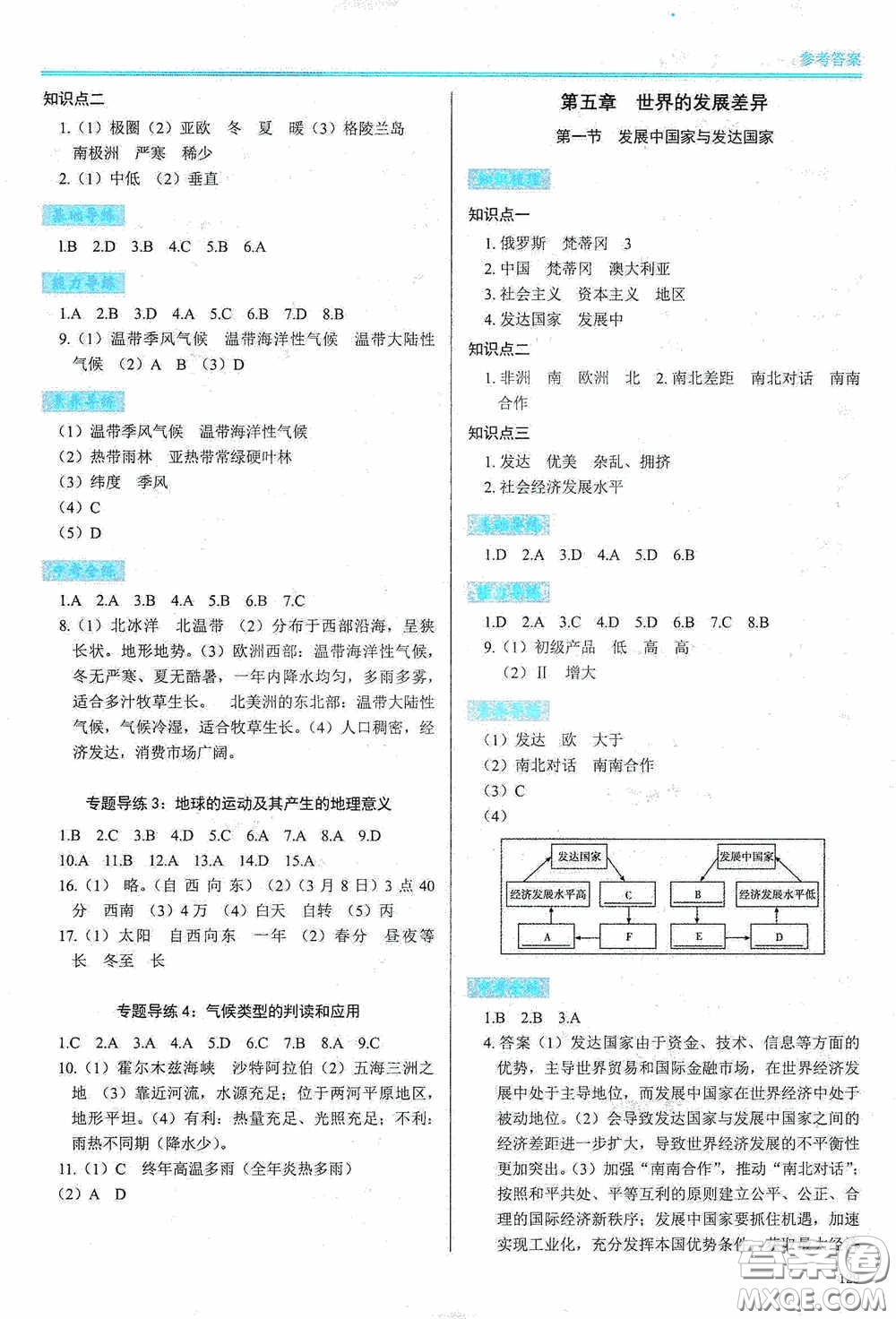 河南大學(xué)出版社2020學(xué)習(xí)檢測(cè)練習(xí)冊(cè)七年級(jí)地理上冊(cè)湘教版答案