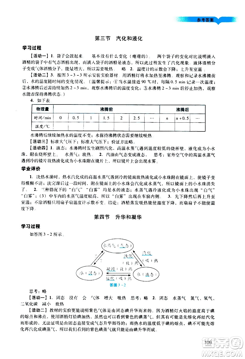 廣州出版社2020陽光學(xué)業(yè)評價(jià)物理八年級上冊人教版答案