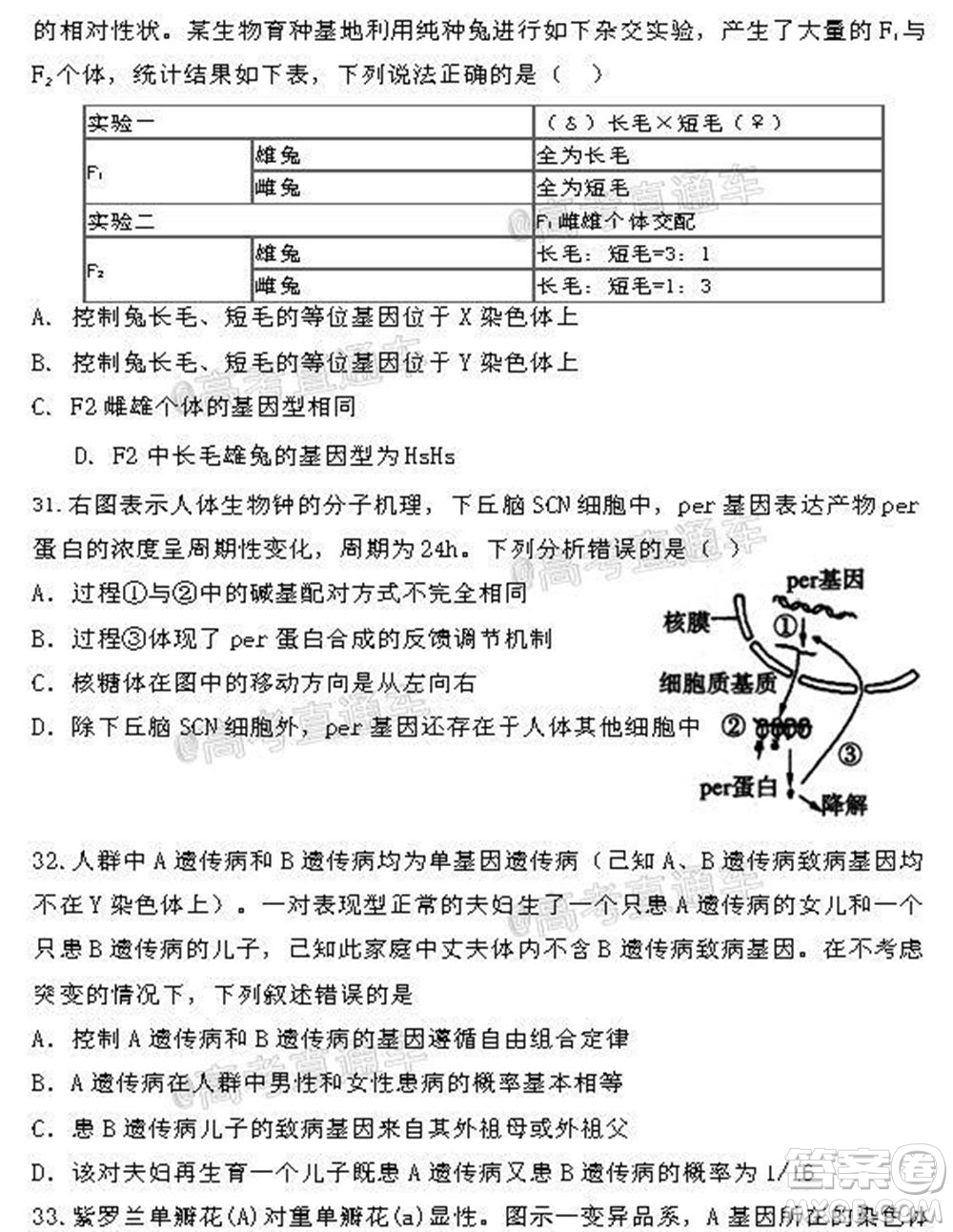 2021屆遼寧六校高三期中聯(lián)考生物試題及答案