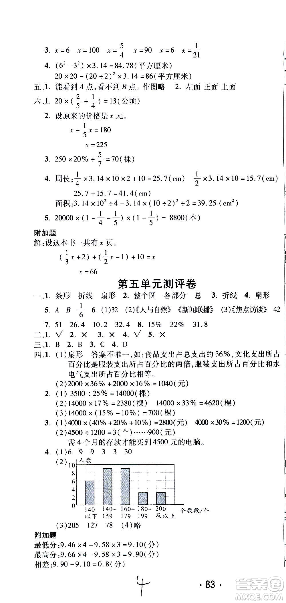 西安出版社2020創(chuàng)新考王數(shù)學六年級上冊新課標BS北師版答案