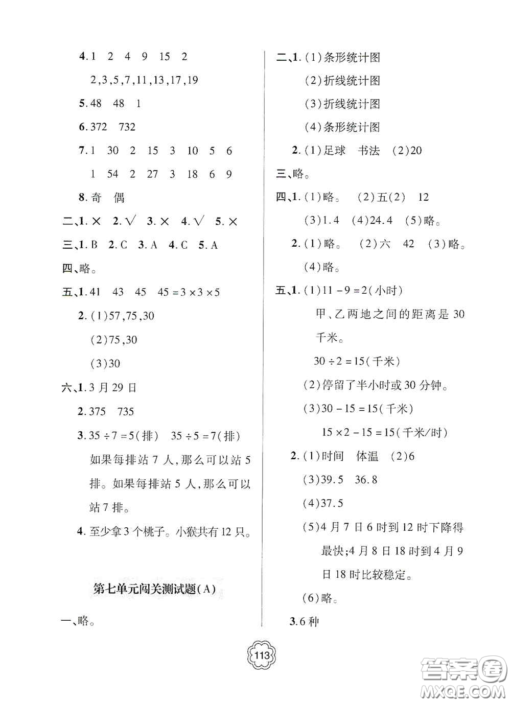 2020年秋金博士闖關(guān)密卷100分五年級(jí)數(shù)學(xué)上冊(cè)答案