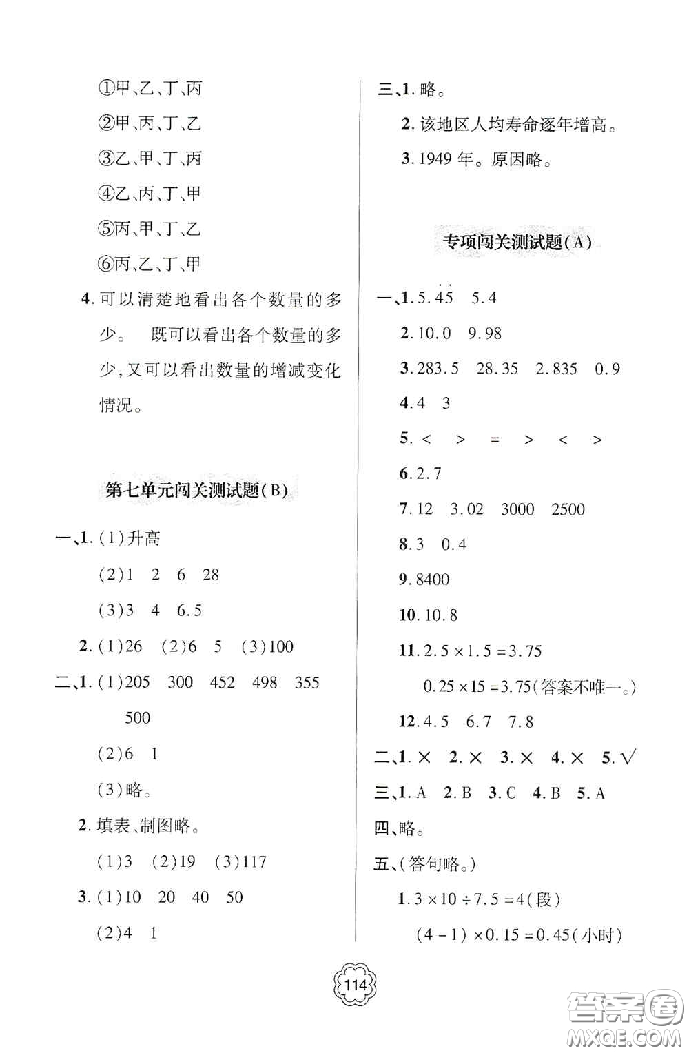 2020年秋金博士闖關(guān)密卷100分五年級(jí)數(shù)學(xué)上冊(cè)答案