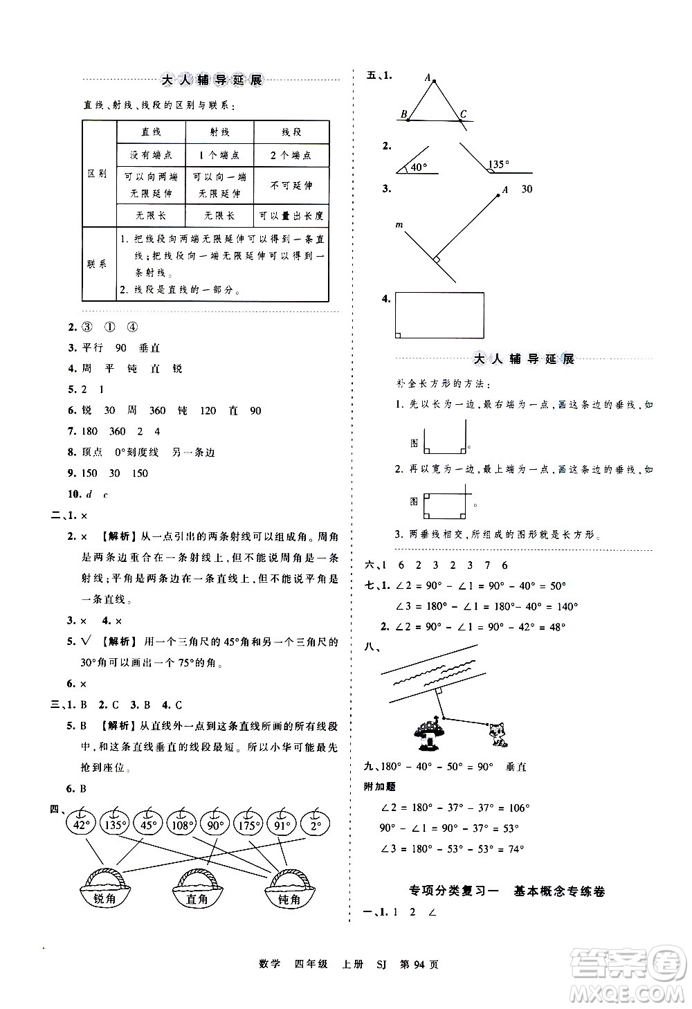 江西人民出版社2020秋王朝霞考點(diǎn)梳理時(shí)習(xí)卷數(shù)學(xué)四年級(jí)上冊(cè)SJ蘇教版答案