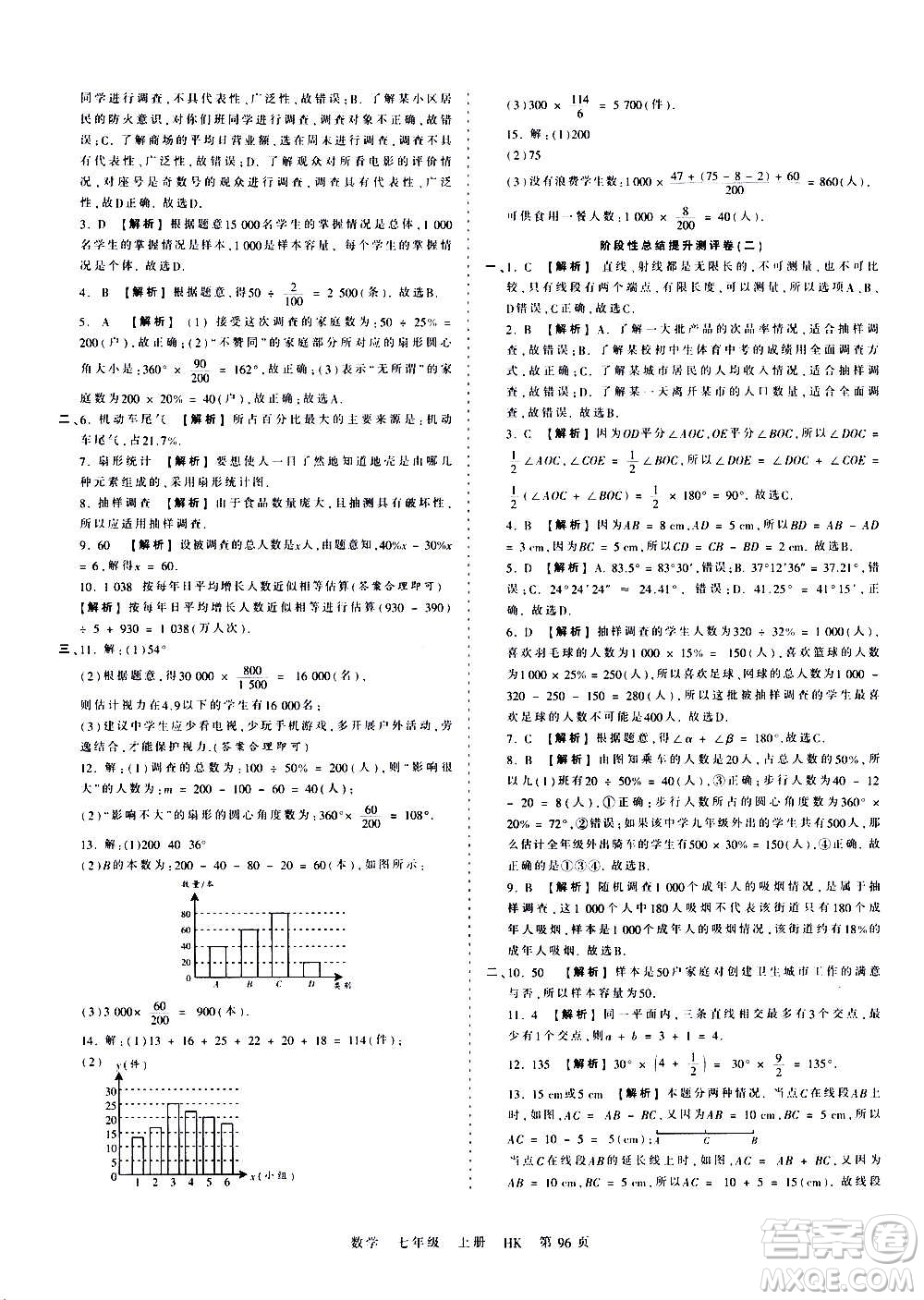 江西人民出版社2020秋王朝霞考點梳理時習(xí)卷數(shù)學(xué)七年級上冊HK滬科版答案