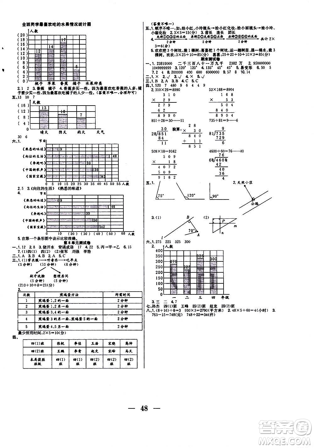 ?合肥工業(yè)大學(xué)出版社2020七天學(xué)練考四年級(jí)上冊(cè)數(shù)學(xué)RJ人教版答案