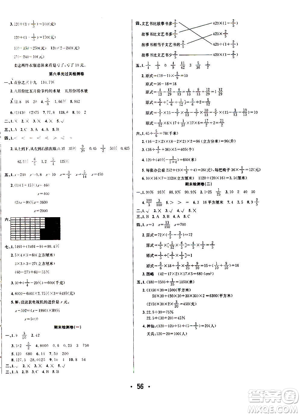 ?合肥工業(yè)大學(xué)出版社2020七天學(xué)練考六年級(jí)上冊數(shù)學(xué)SJ蘇教版答案