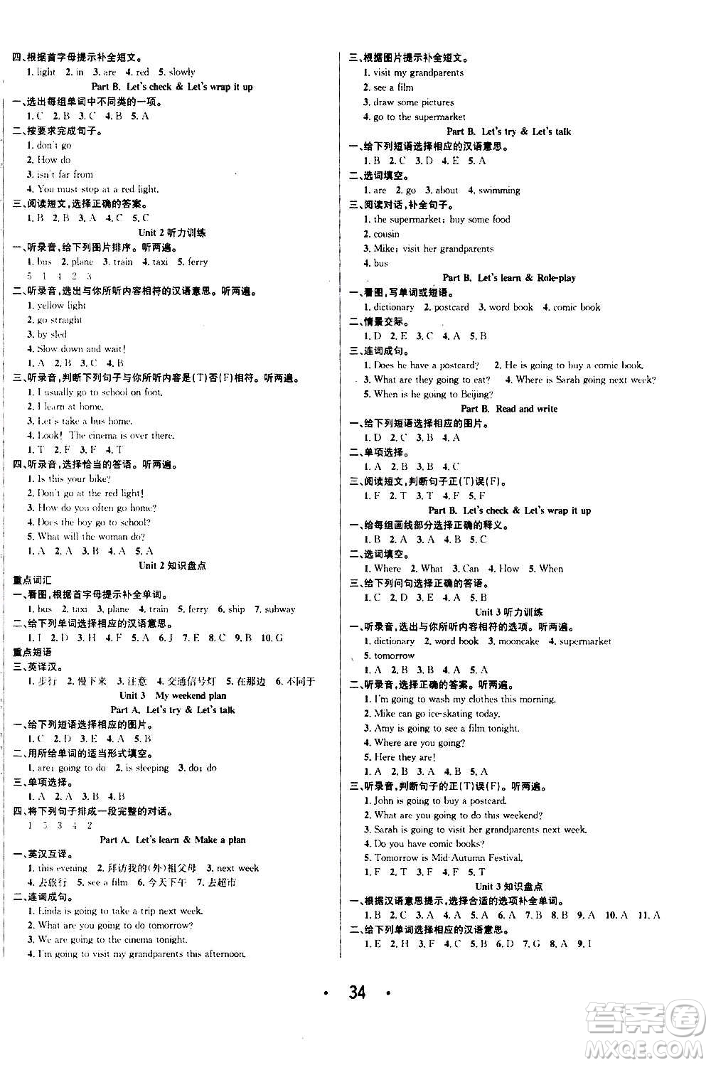 ?合肥工業(yè)大學(xué)出版社2020七天學(xué)練考六年級(jí)上冊(cè)英語(yǔ)RJ人教版答案