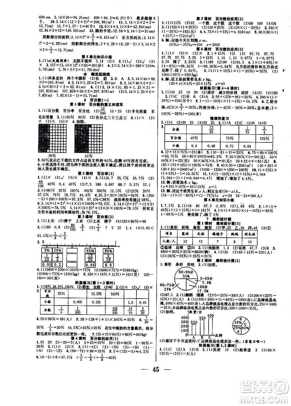 ?合肥工業(yè)大學(xué)出版社2020七天學(xué)練考六年級上冊數(shù)學(xué)RJ人教版答案