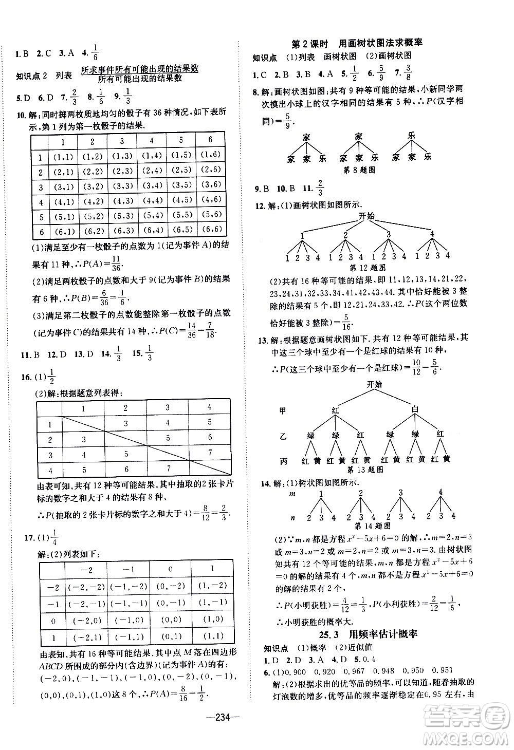 南方出版社2020初中1課3練課堂學(xué)練考數(shù)學(xué)九年級(jí)全一冊(cè)RJ人教版答案