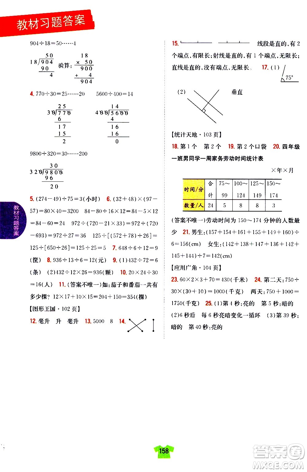 吉林人民出版社2020小學(xué)教材完全解讀四年級數(shù)學(xué)上冊新課標(biāo)江蘇版答案