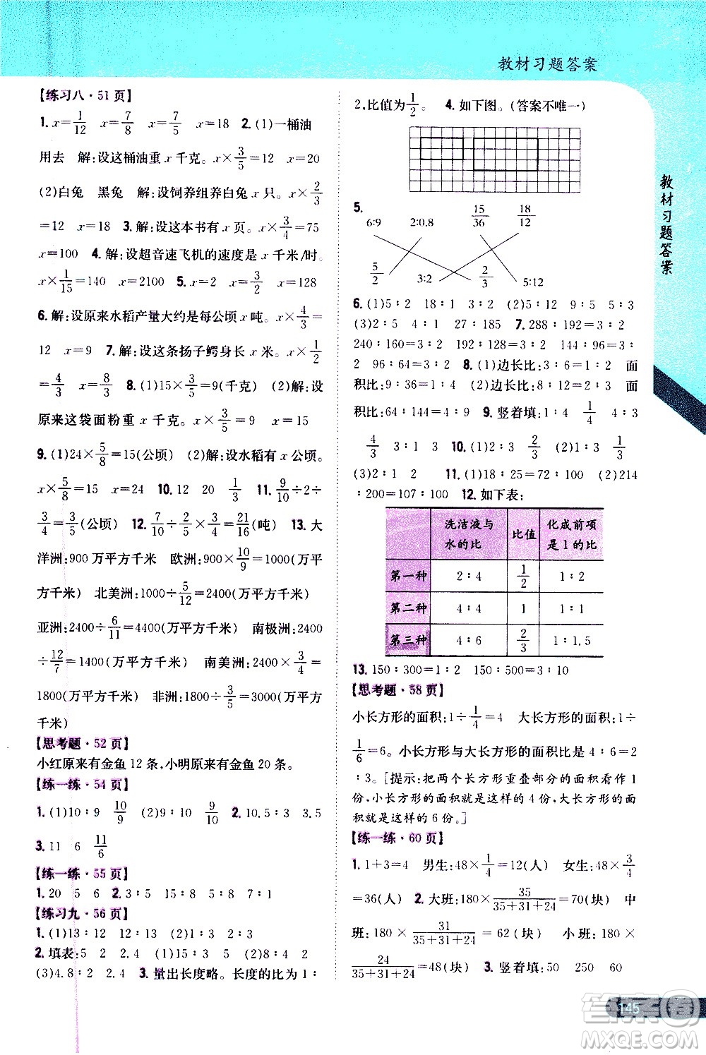 吉林人民出版社2020小學教材完全解讀六年級數(shù)學上冊新課標江蘇版答案