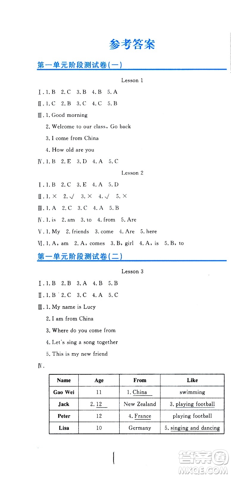 北京教育出版社2020提分教練優(yōu)學(xué)導(dǎo)練測(cè)試卷五年級(jí)英語(yǔ)上冊(cè)人教精通版答案