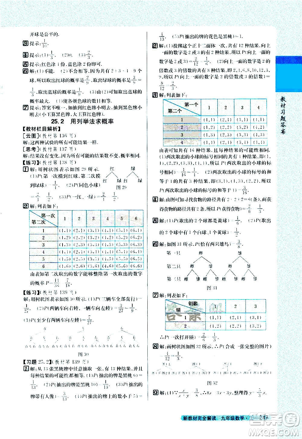 吉林人民出版社2020新教材完全解讀數(shù)學(xué)九年級(jí)上冊(cè)人教版答案