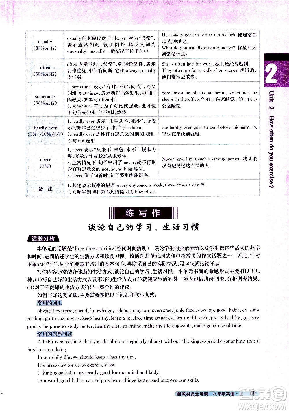 吉林人民出版社2020新教材完全解讀英語八年級上冊人教版答案