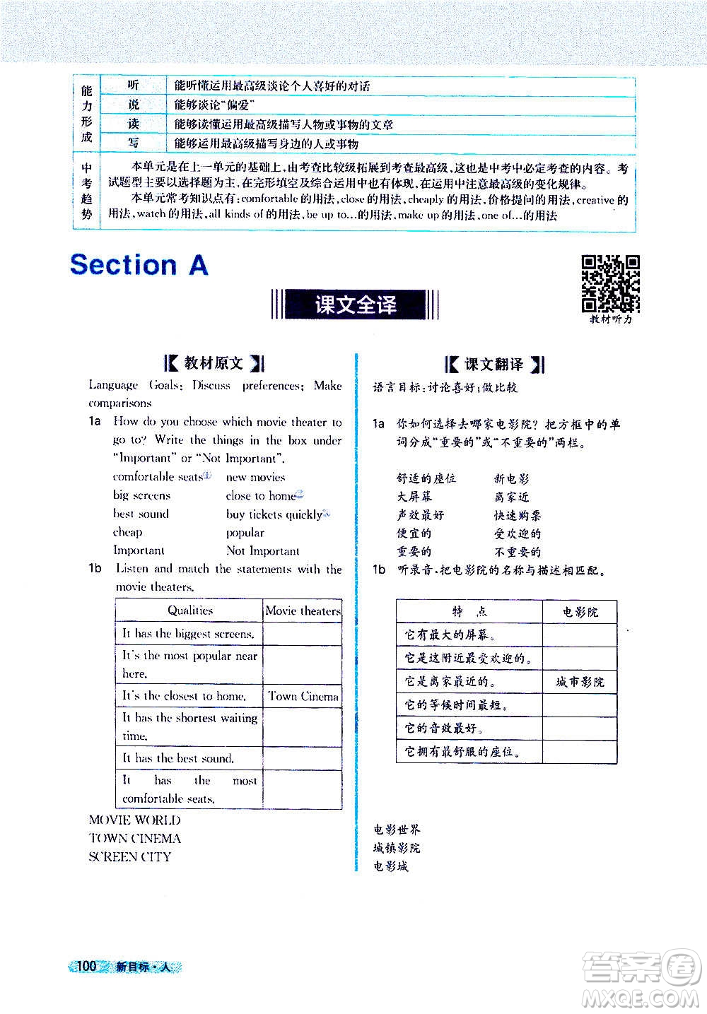 吉林人民出版社2020新教材完全解讀英語八年級上冊人教版答案